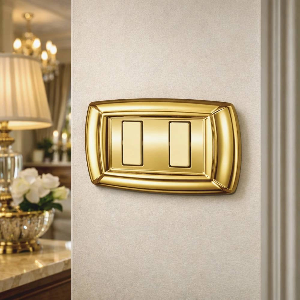 Placca elettrocanali tondò oro in tecnopolimero di alta qualità *** numero posti 2 posti, confezione 1