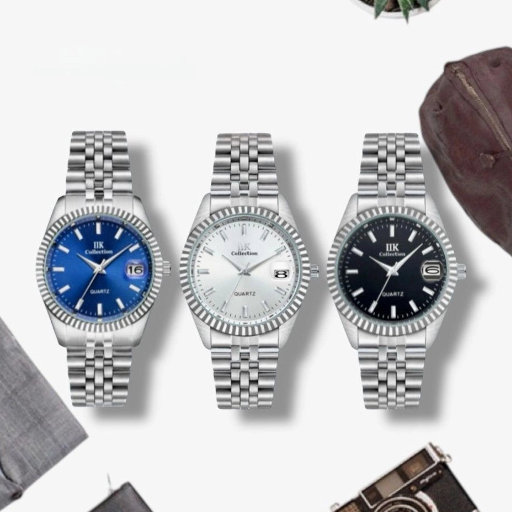 Trade Shop - Orologio Acciaio Con Datario 36 Mm Elegante Classico Moderno -