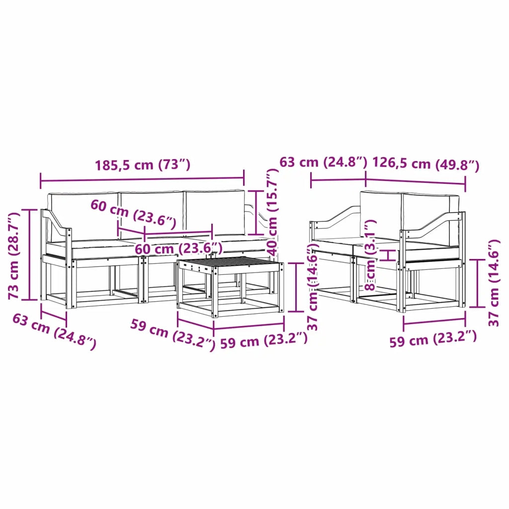 Set di divani da esterno 6 pcs 3387261