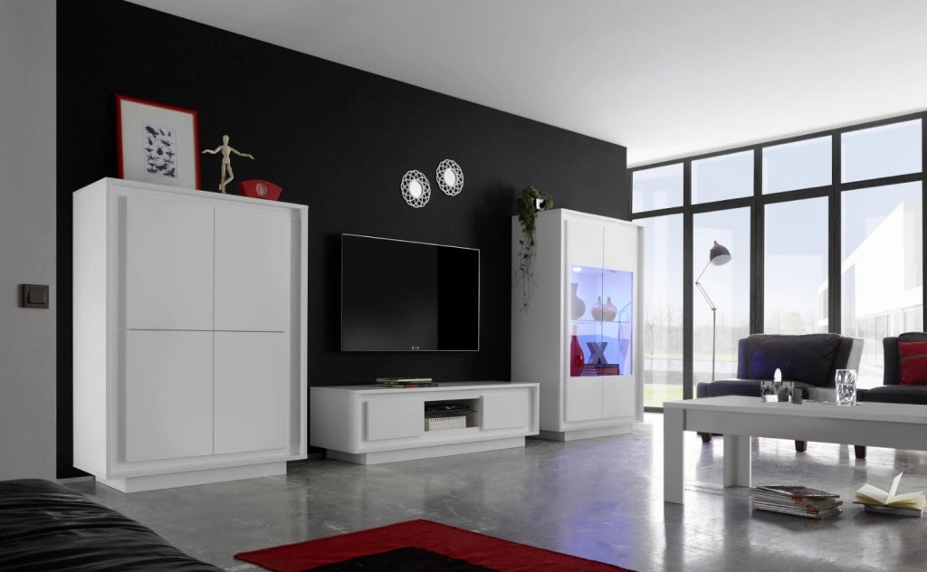 Credenza 4 Ante 106x50x146 cm in Legno TFT Frame Bianco Opaco