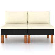 Divano componibile-Divani Centrali 2 pz Polyrattan e Legno Massello di Eucalipto 307394