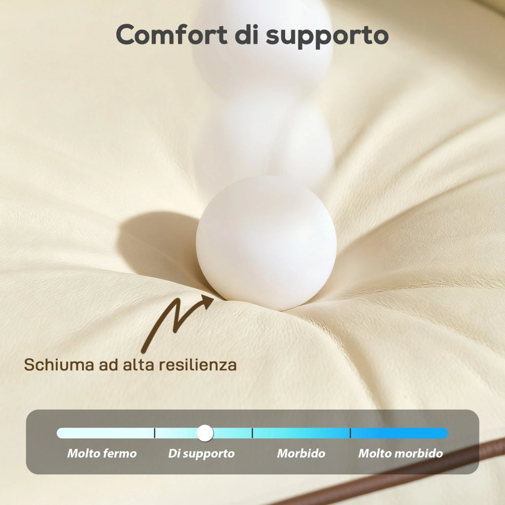 Divano 3 Posti in Similpelle Imbottito con 2 Cuscini ¨C Xylo ¨C 190x83x90 cm Beige