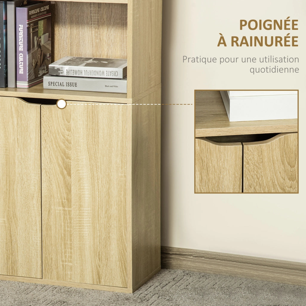 Libreria con ante e scaffali aperti ¨C Minimal ¨C 59x29x180 cm Legno naturale