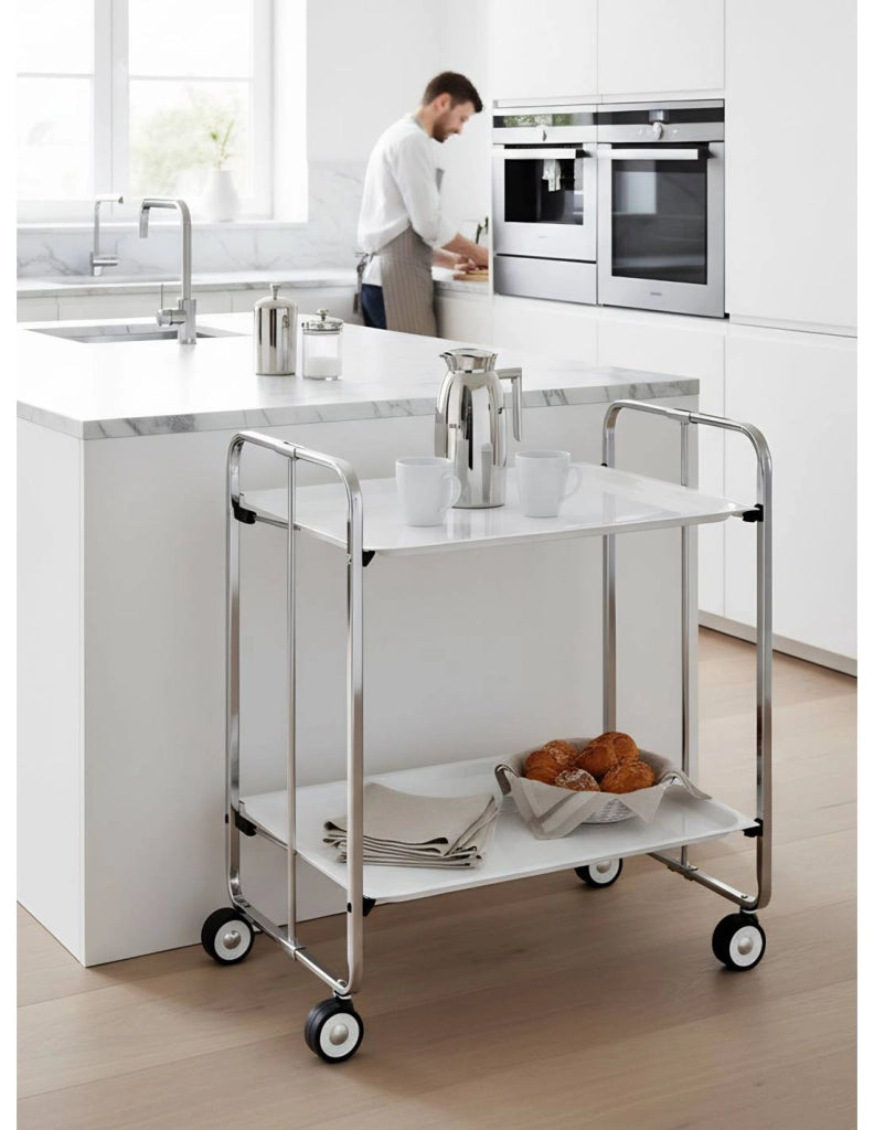 Carrello da cucina pieghevole cromato con ruote BAUHAUS 2 ripiani