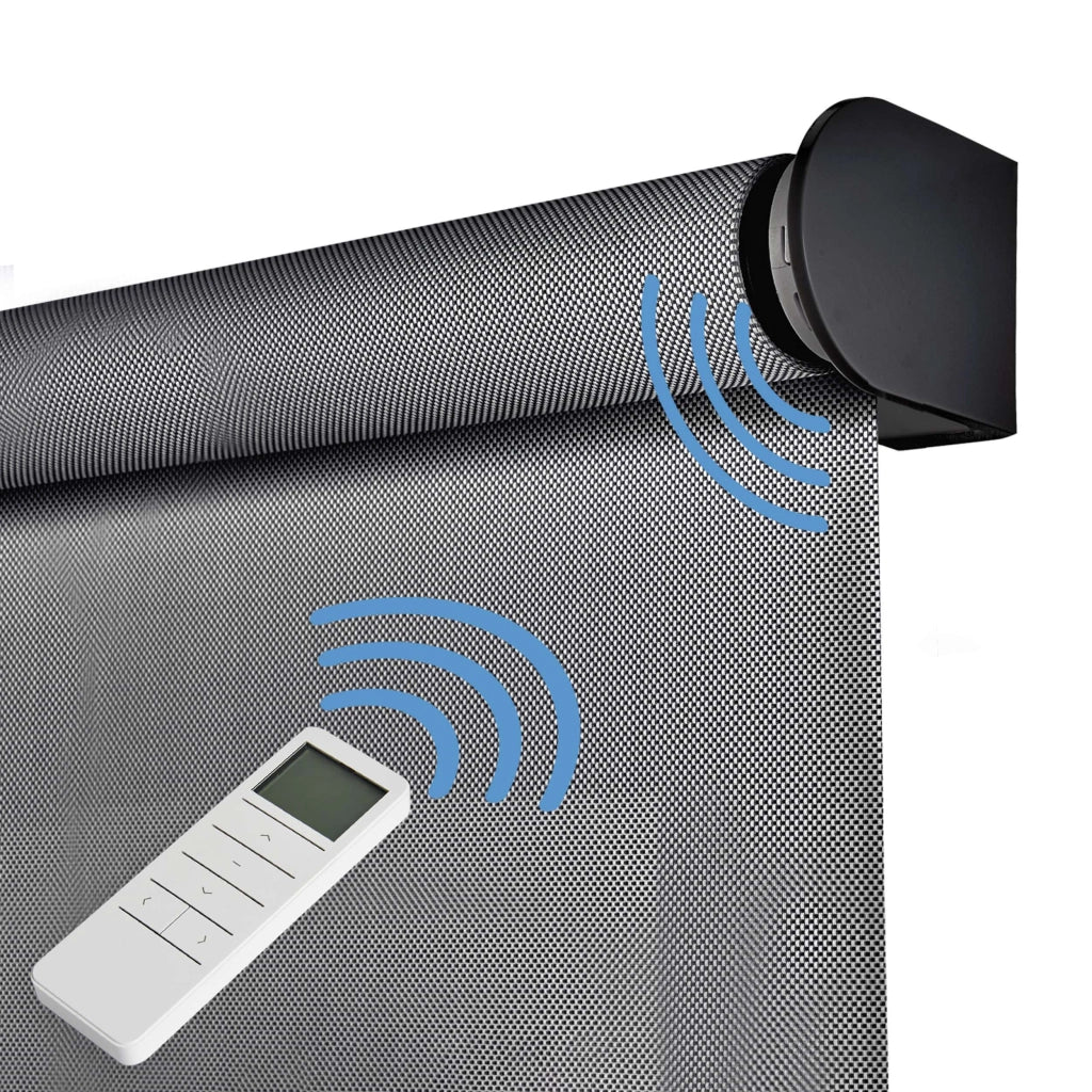 Tende a Rullo Motorizzate Screen Premium con finiture in alluminio Tessuto Tecnico con Motore e Telecomando  Grigio Scuro 200x250 cm