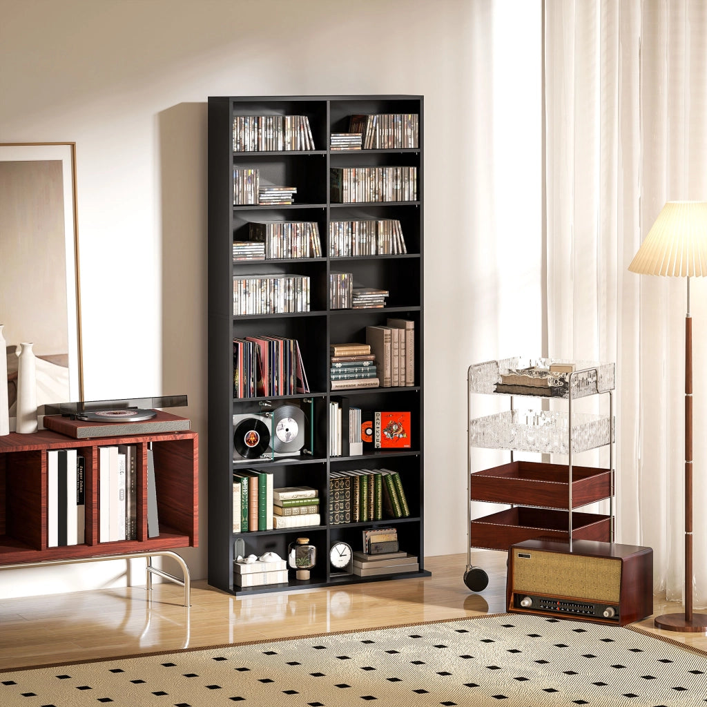 Mobile per CD e DVD 18 compartimenti ¨C Zephmum ¨C Nero 78.5x24x175 cm