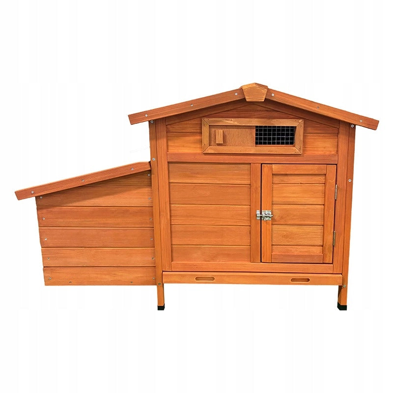 Pollaio da Giardino in Legno Naturale 104×60×71;5 cm; Ricovero Rialzato per Galline con Nido e Pulizia Facile