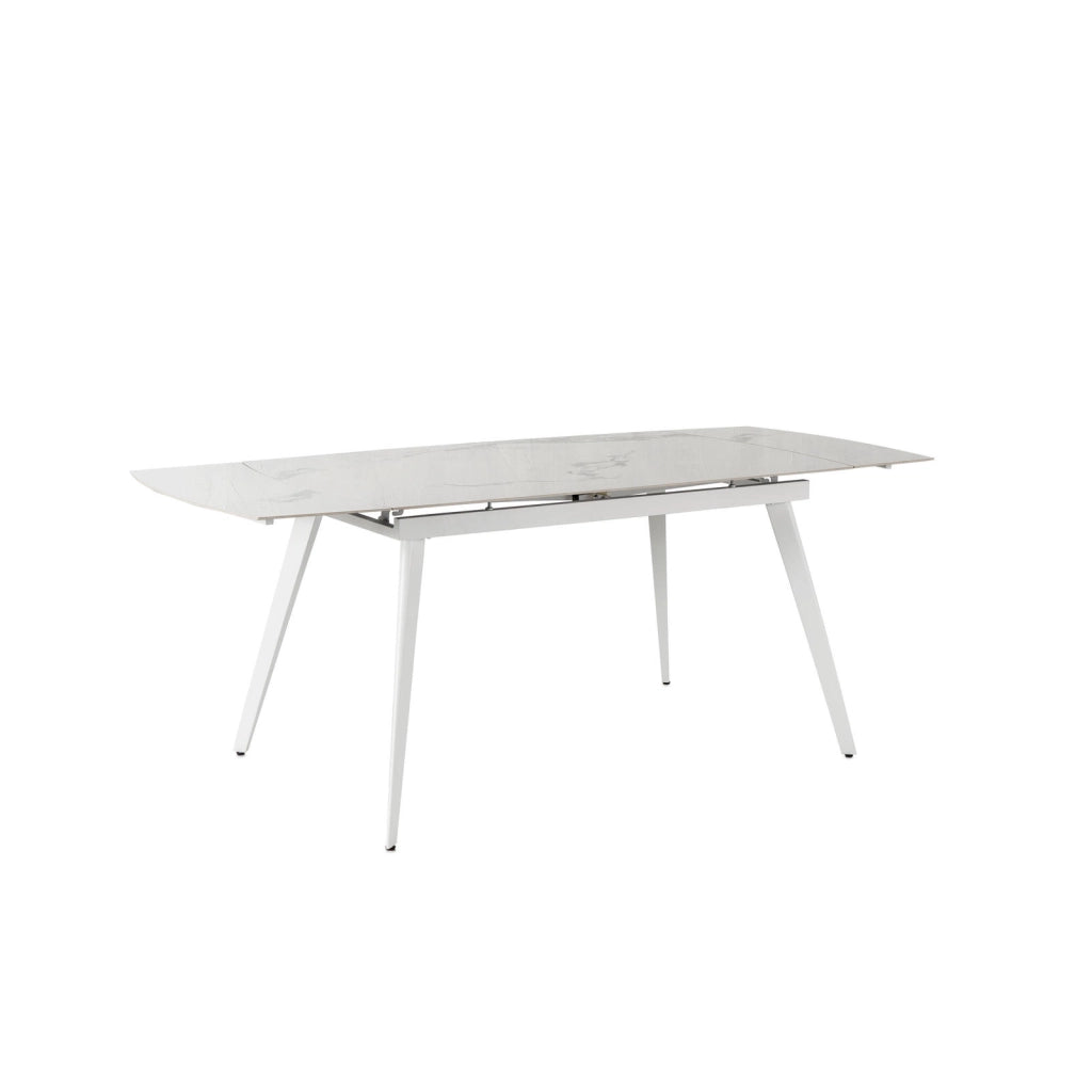 Tavolo Allungabile Nicolas con Piano in Sintered Stone Effetto Marmo Calacatta e Struttura in Metallo Bianco 140/200x90 cm - Nicolas