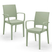 Set 2 sedie con braccioli in polipropilene FLORA, MADE IN ITALY, impilabile, resistente ai raggi UV, design moderno, ideale per interno ed esterno, colore Menta