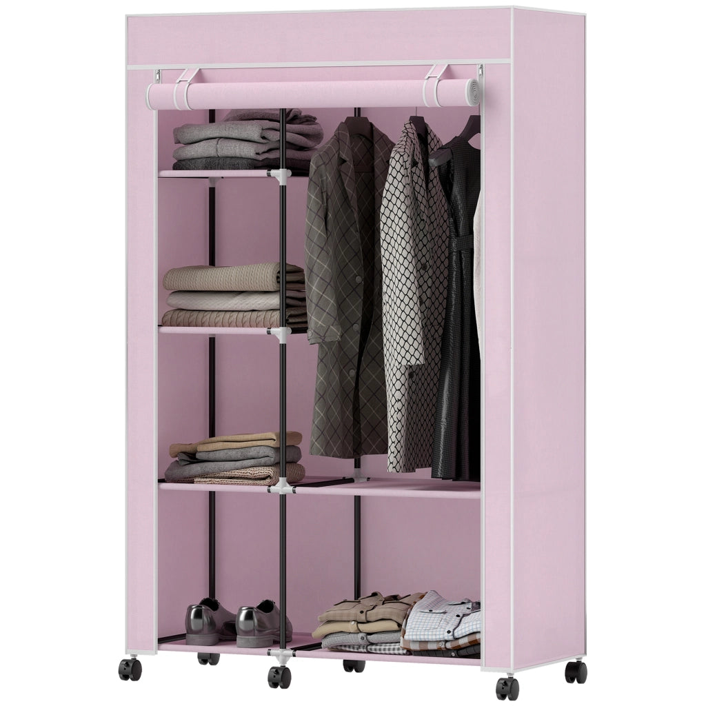 Armadio Portatile con Ruote ¨C zephmum ¨C Rosa 103x43x162.5cm
