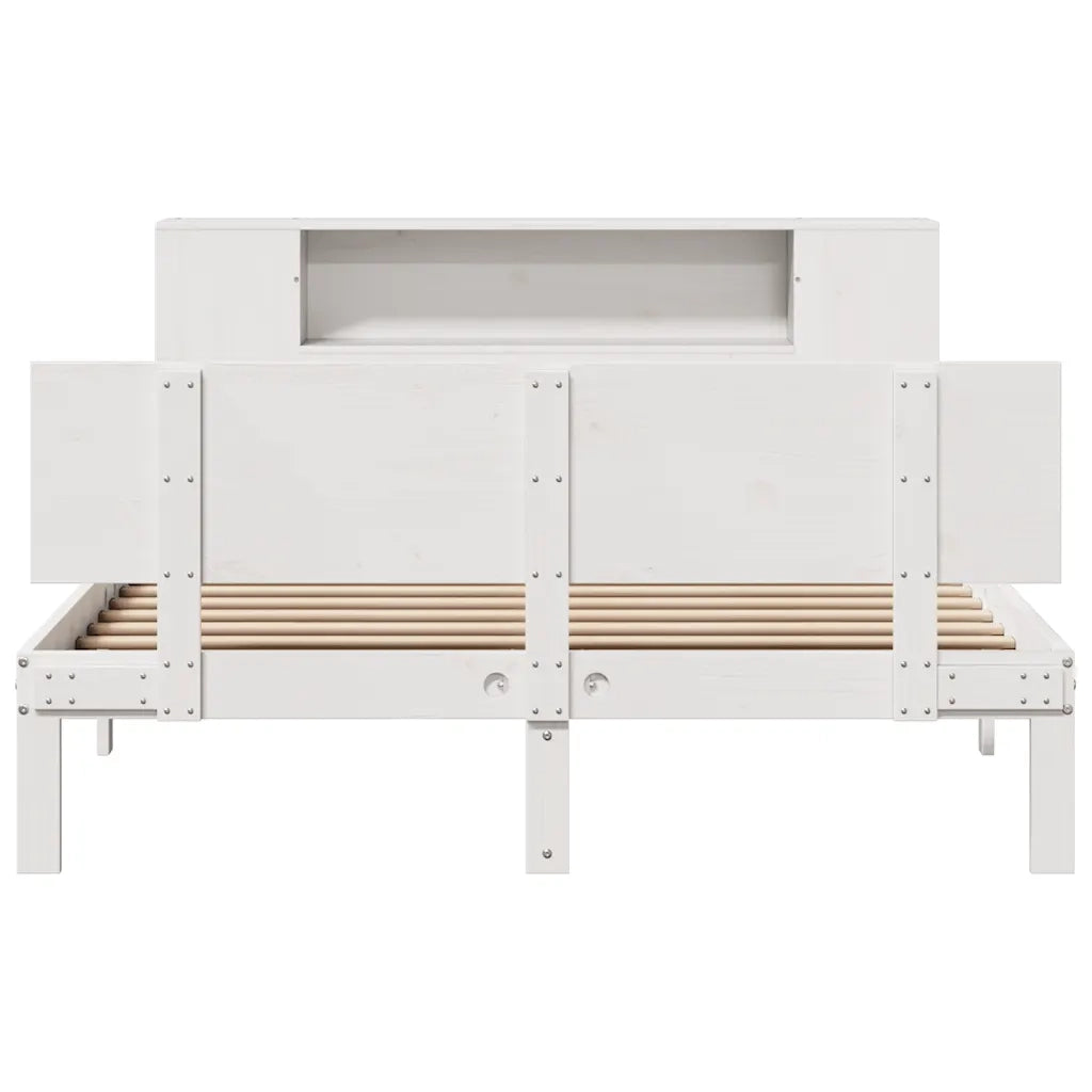 Letto Libreria senza Materasso Bianco 140x190 cm Legno di Pino 3322629