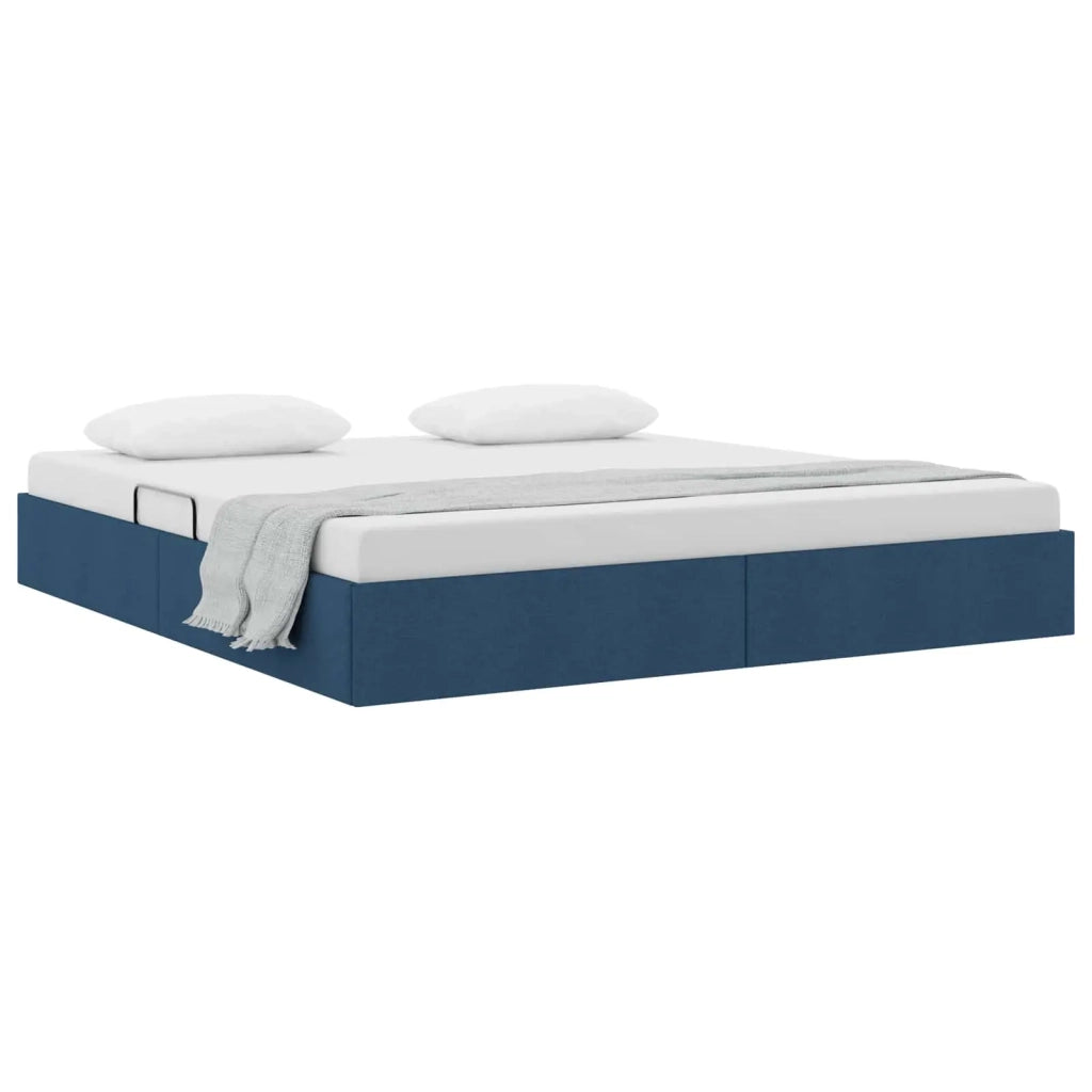 Letto ottomano con archiviazione Blu 160 x 200 cm Tessuto 3442837