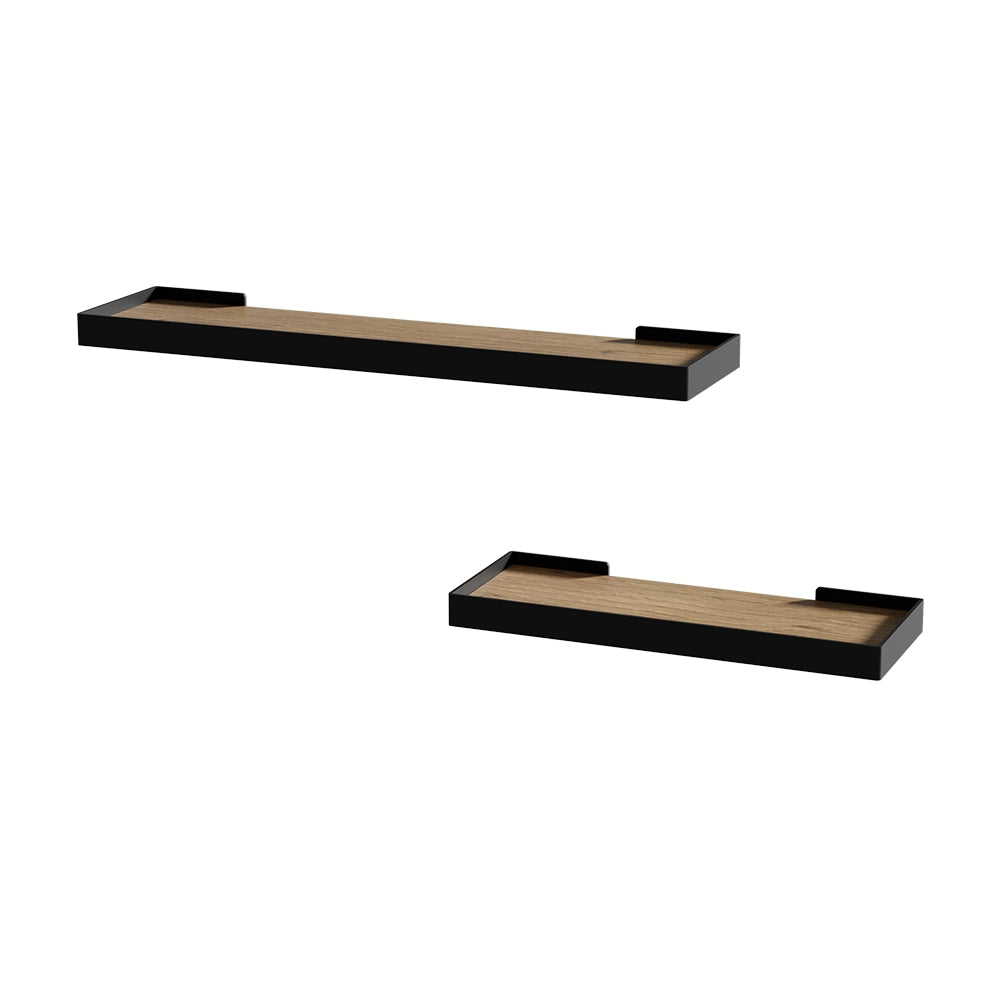 Vicco Scaffale a muro Nero/quercia 60 x 3 cm Set di 2