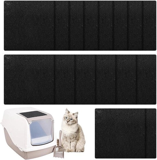 Filtro attivo a carbone attivo per toilette per gatti, 16 contenitori di compost, filtro di ricambio per cassette per gatti, filtro di assorbimento di odori in legno di carbone per toilette per gatti, controllo di odori (nero)