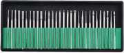 Set di punzoni rotativi a diamante 30 pezzi - Diametro della testa 2,35 mm - Lunghezza della testa 46 mm - Adatto per dettagli fini - Adatto per legno/metallo/vetro - Set di punzoni.