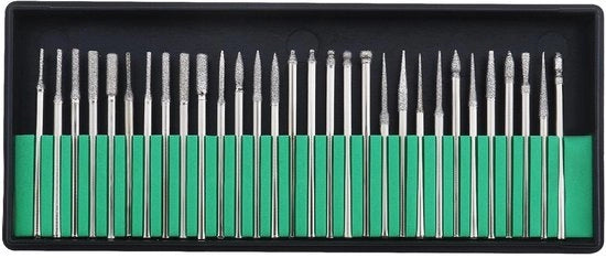 Set di punzoni rotativi a diamante 30 pezzi - Diametro della testa 2,35 mm - Lunghezza della testa 46 mm - Adatto per dettagli fini - Adatto per legno/metallo/vetro - Set di punzoni.