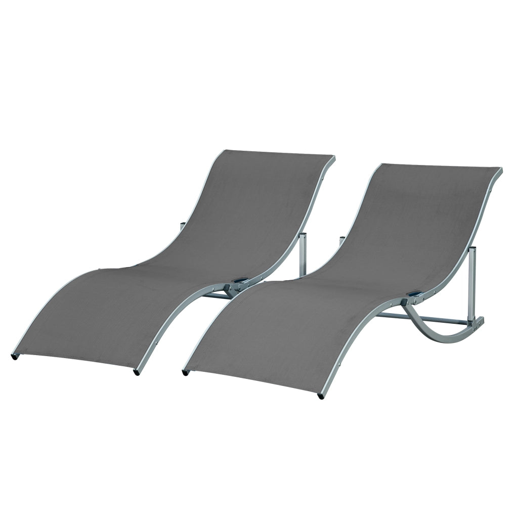 Set 2 Lettini Prendisole Pieghevoli ¨C Xylo ¨C Alluminio Textilene Antracite Giardino Esterno