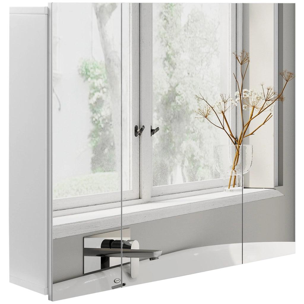 Mobiletto Bagno con Specchio e Ante ¨C zephmum ¨C Bianco 70x15x60cm