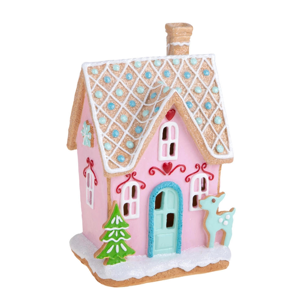 Casa Natalizia Dolce Pan di Zenzero Illuminata con Led 23 cm