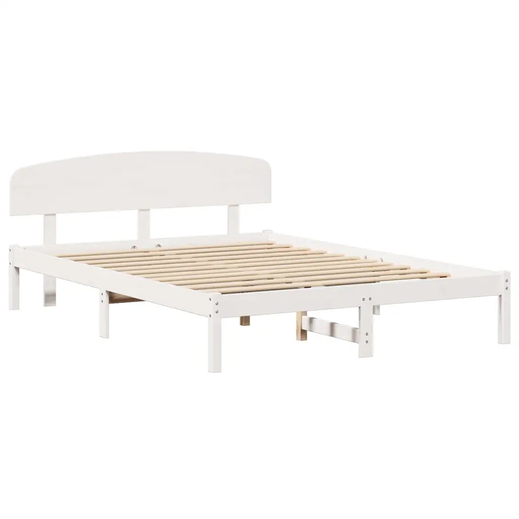 Struttura del letto Bianco 150 x 200 cm Pino massello 872060