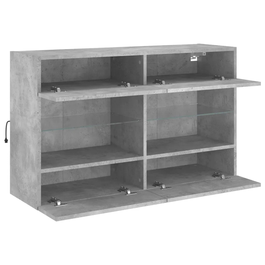 Mobile TV a Parete | Armadietto TV | Mobile Porta TV con Luci LED Grigio Cemento 98,5x30x60,5 cm