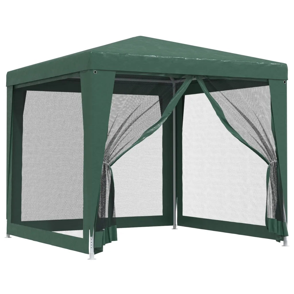 Tenda per Feste-Tenda Gazebo 4 Pareti Laterali in Rete Verde 2,5x2,5m HDPE