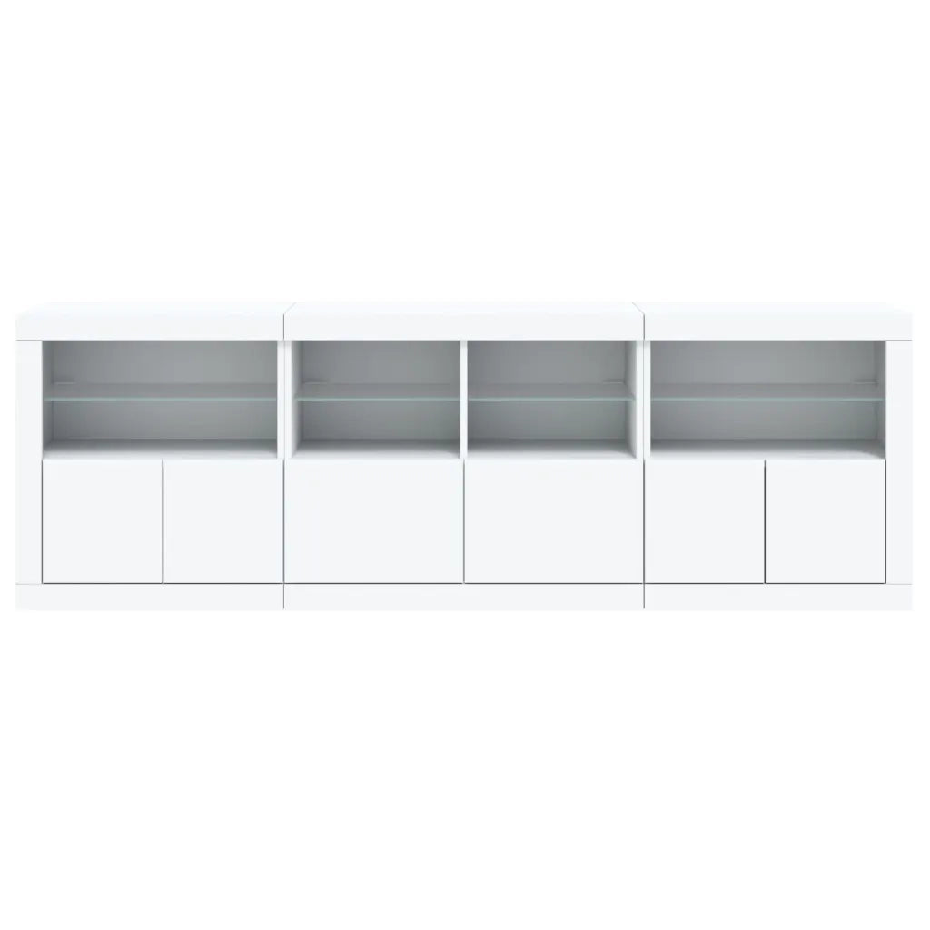 Credenza | Madia | Buffet da pranzo | Armadio da pranzo con Luci LED Bianca 202x37x67 cm