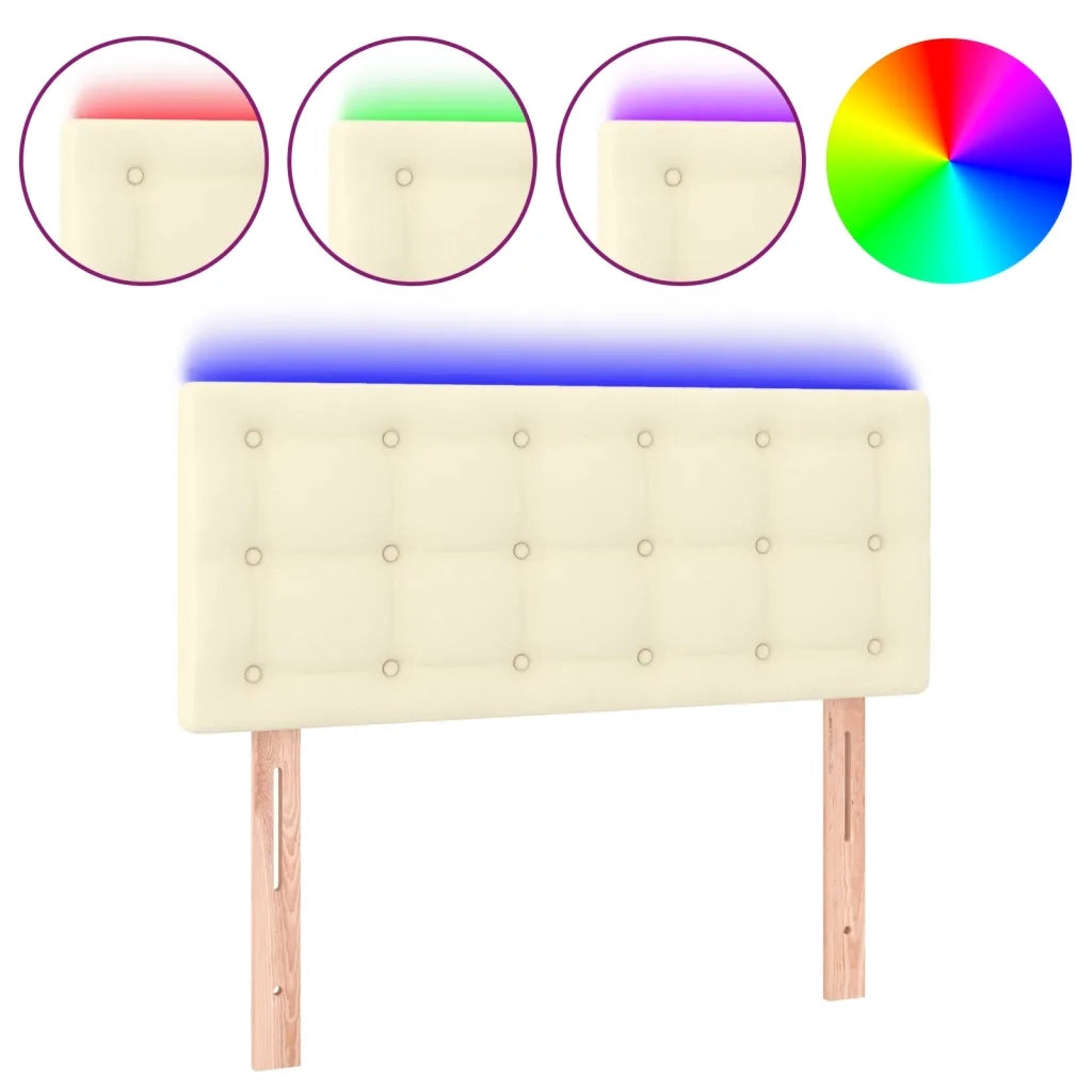 Testiera | Testata Crema a LED 100x5x78/88 cm in Similpelle
