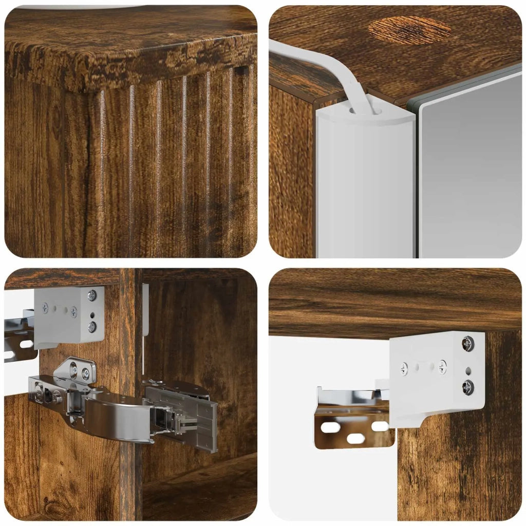 Set di mobili per il bagno 4 pz Rovere Fumo 3407403