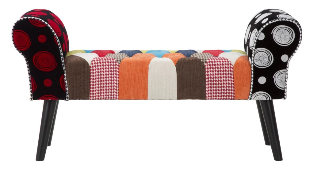 Panca con seduta in tessuto colorato, gambe legno nero 102x31x54cm Imperial New