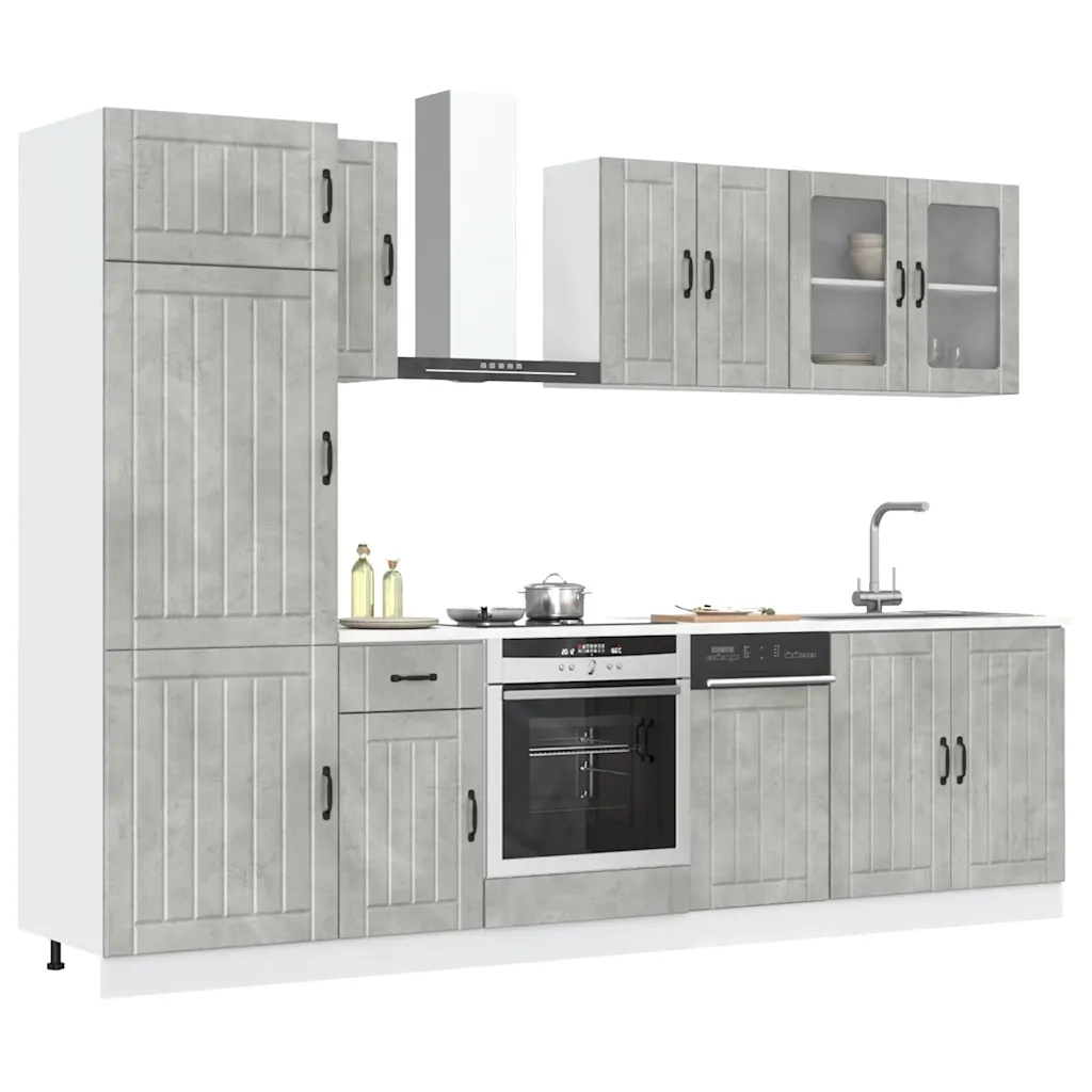 Set Mobili da Cucina 8 pz Lucca Grigio Cemento in Truciolato 3314805