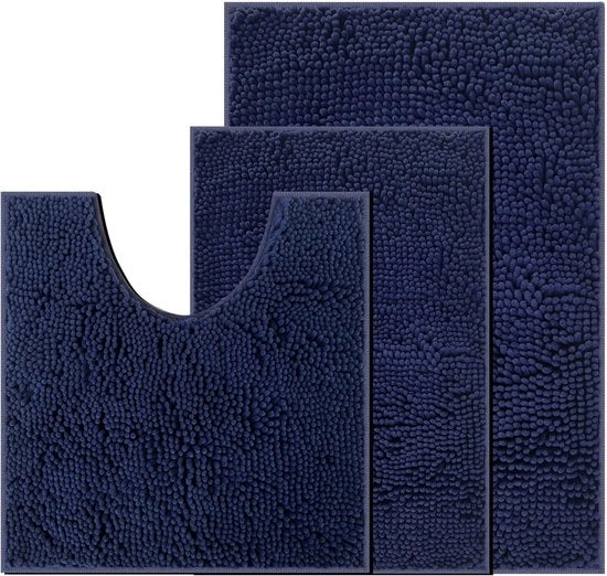 Tappeto di bagno antiscivolo - Assorbente - Pieno di comfort - Lavabile in macchina - Set da 3 pezzi - Lusso e comfort