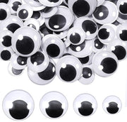 Occhi a Goccia Autoadesivi - 100 Pezzi - Orecchie Sfere 25/30/35/40 mm - Plastica - Scrapbooking/Progetti di Fai da Te - Decorazione Creativa DIY - Occhi da Incollare per Fai da Te