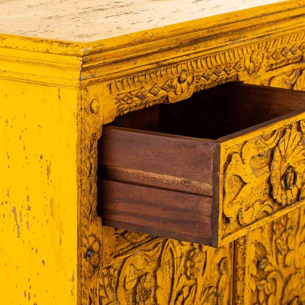 Aparador de madera amarillo 90x40x90 cm