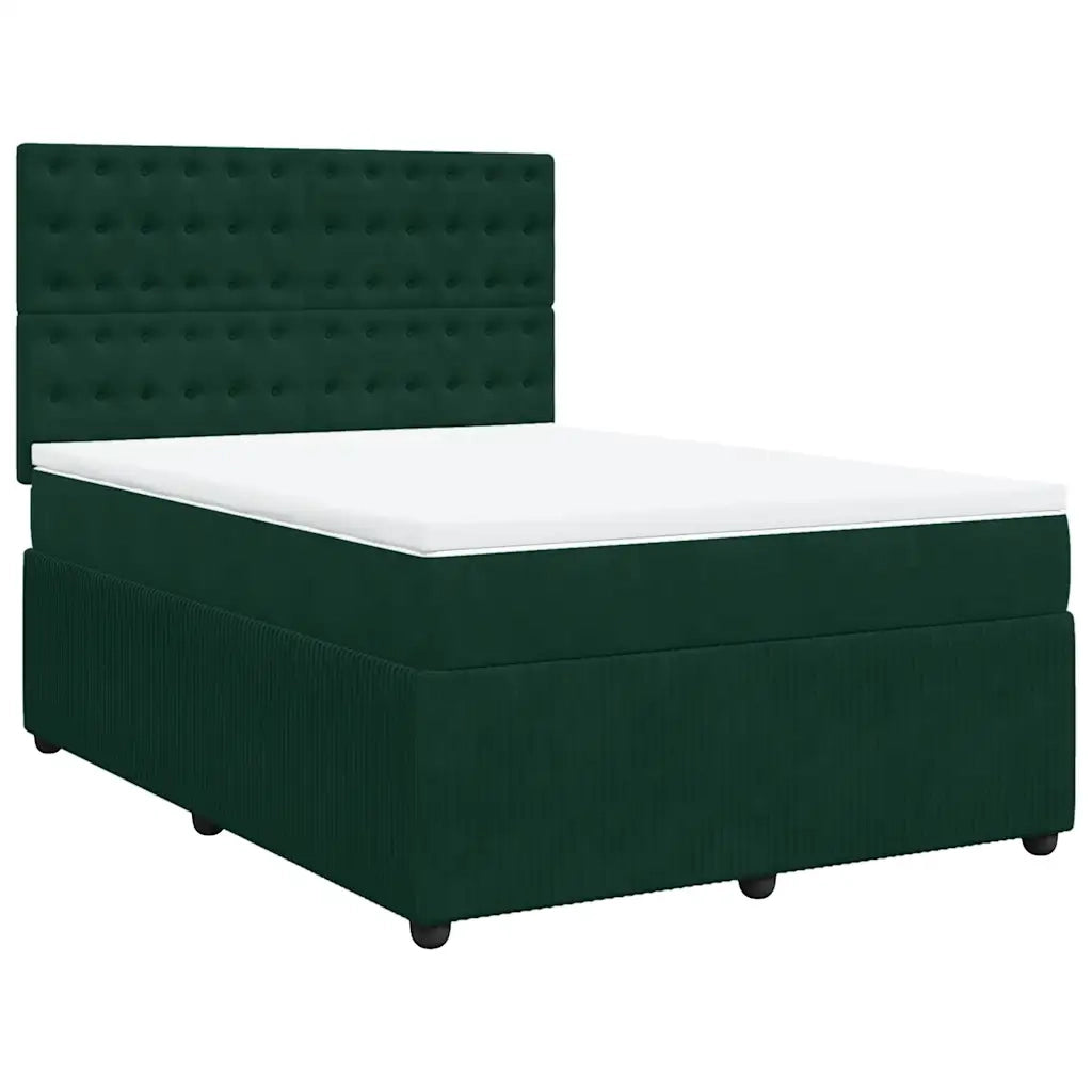 Giroletto a Molle con Materasso Verde Scuro 140x190 cm Velluto 3292349