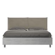 BS COM Letto matrimoniale senza rete 160x200 Cemento cuscini similpelle cappuccino
