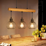 ZMH Lampada a sospensione vintage industriale E27 3 luci nera per soggiorno e sala da pranzo lampadine non incluse