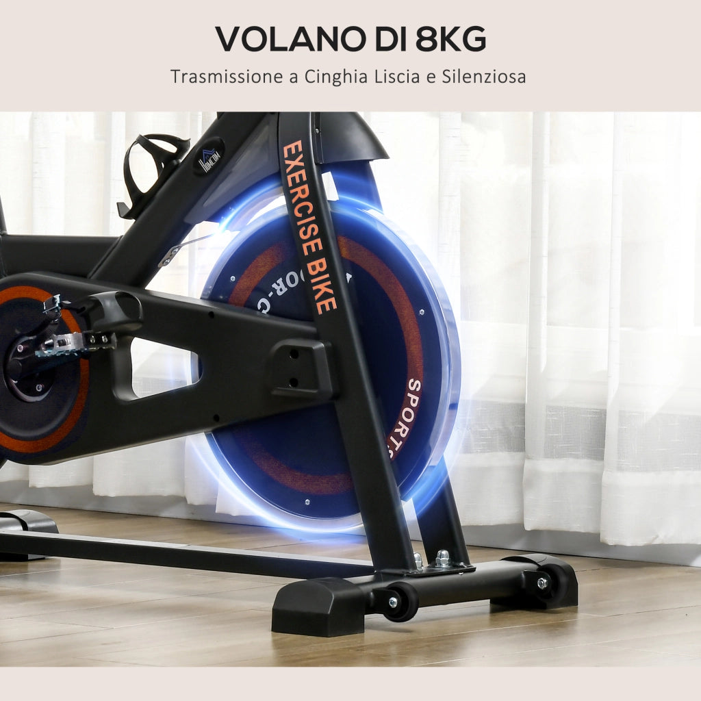 Cyclette con Volano da 8 kg e Schermo LCD 103x53x100-114A cm in Acciaio e ABS Rosso e Nero