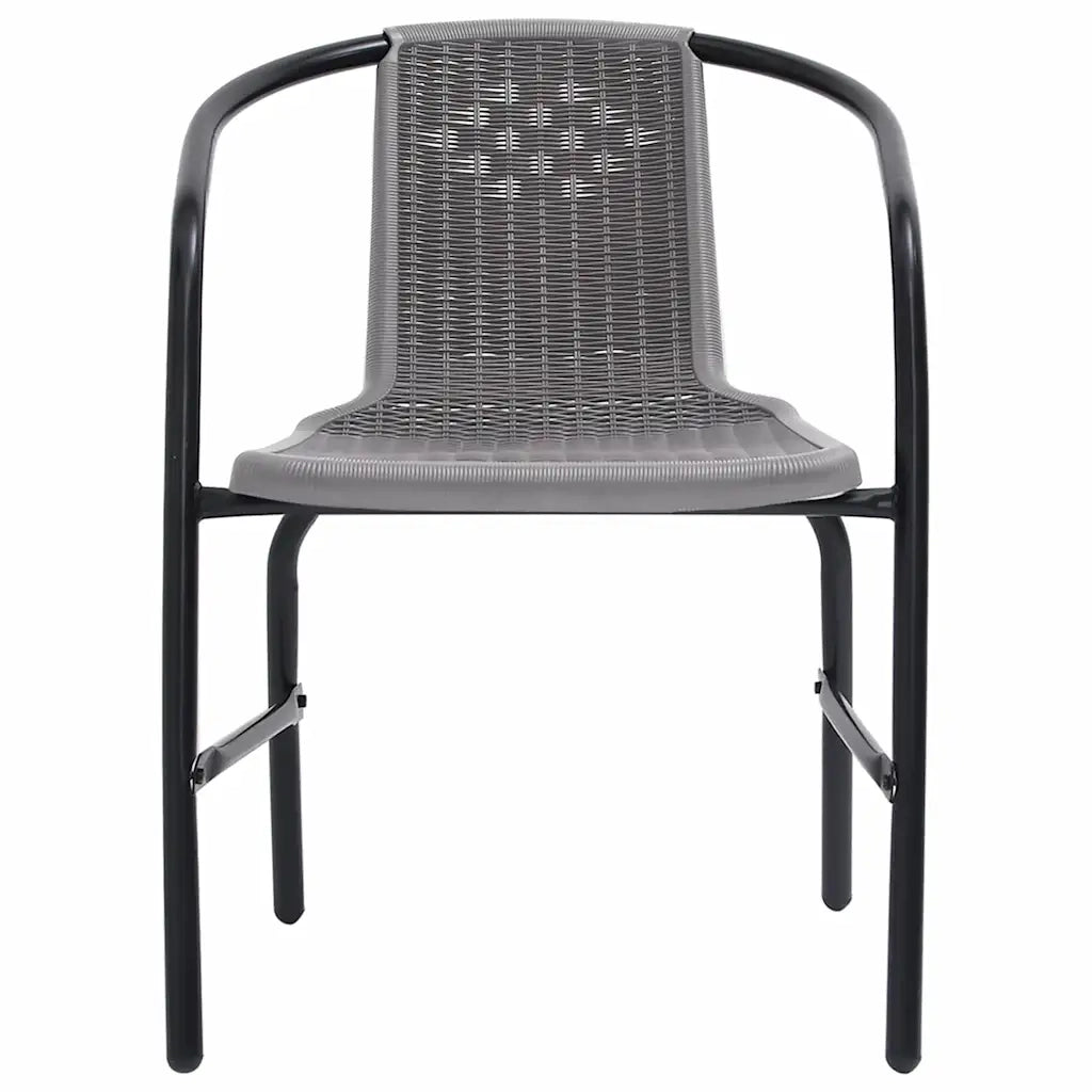 Sedie da Giardino 4 pz Nere Plastica Stile Rattan Acciaio 110kg 312495
