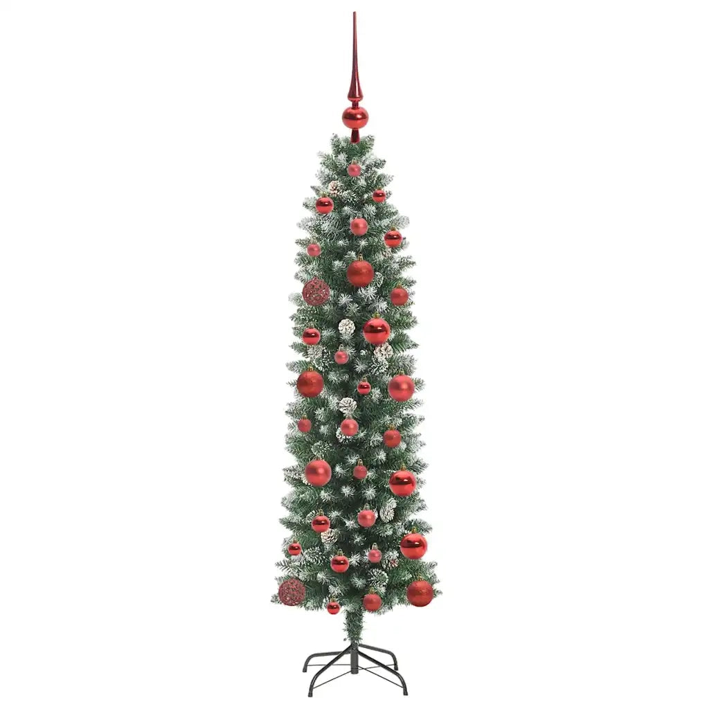Albero di Natale Artificiale Sottile Verde e Bianco 120 cm 3395269