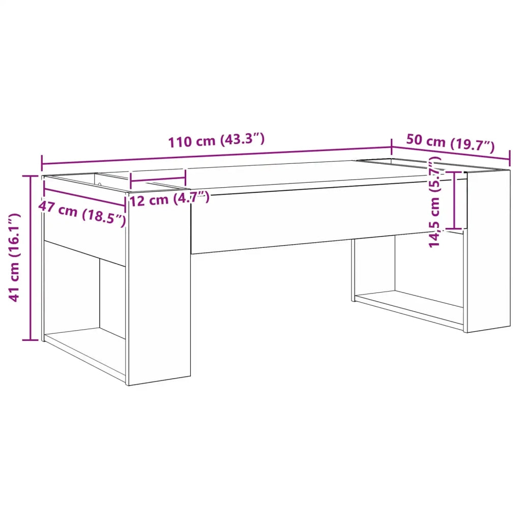 Tavolino da salotto Legno vecchio 110 x 50 x 41 cm 8000162
