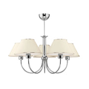 Lampadario 5 luci cromato paralumi ecru E27 Begamo
