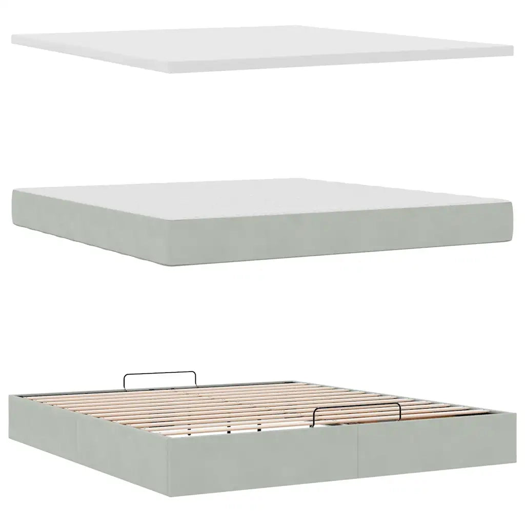 Struttura Letto Pouf con Materasso 160x200 cm in Velluto 3311783