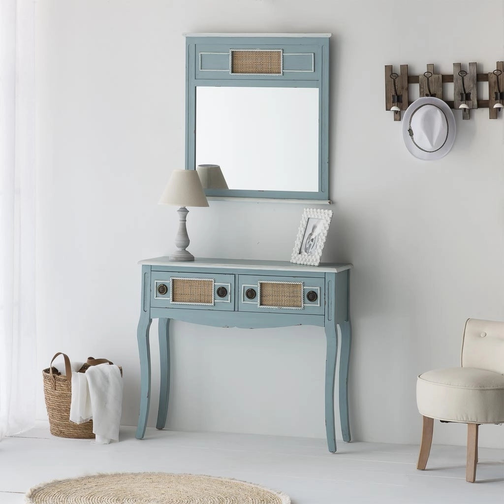 Mobile da ingresso in legno blu 90x33x77h