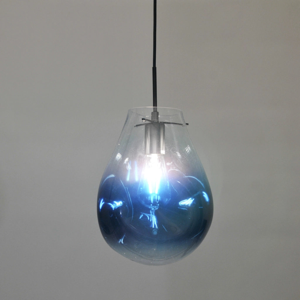 Lampada a sospensione Polux Kimberly vetro blu E27 Ø20