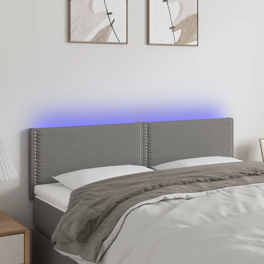 Testiera | Testata a LED Grigio Scuro 144x5x78/88 cm in Tessuto