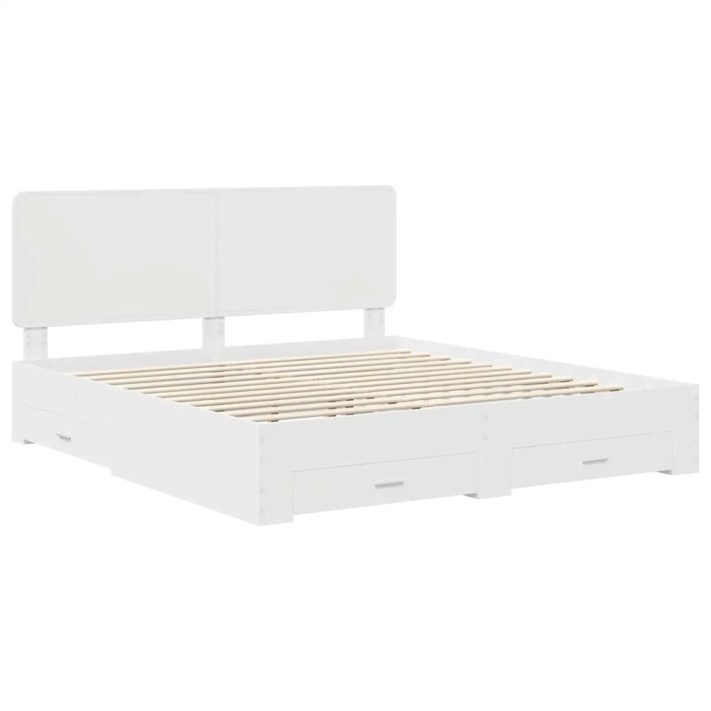 Letto matrimoniale | Letto per adulti | Struttura del letto Bianco 180 x 200 cm Legno multistrato