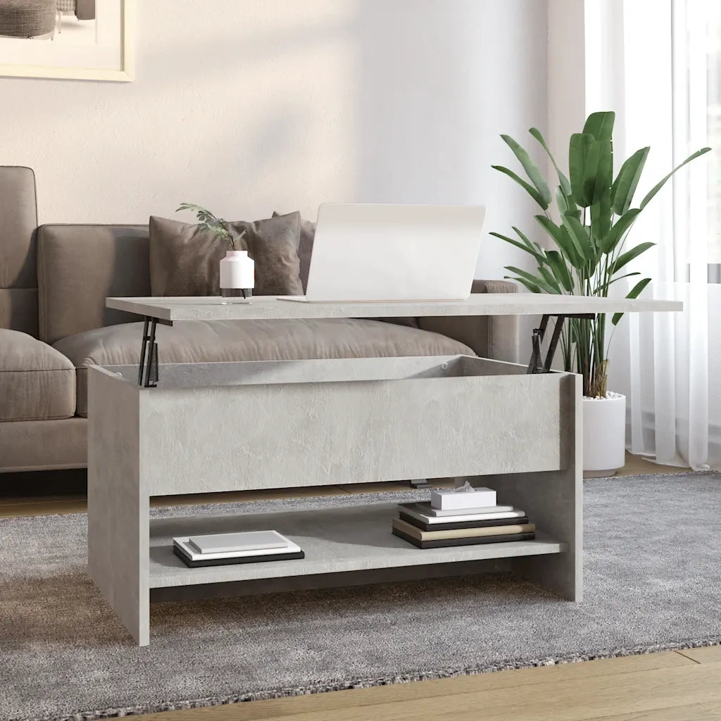 Tavolino da Salotto-Tavolino da soggiorno-Tavolo Grigio Cemento 80x50x40cm Legno Multistrato 854535
