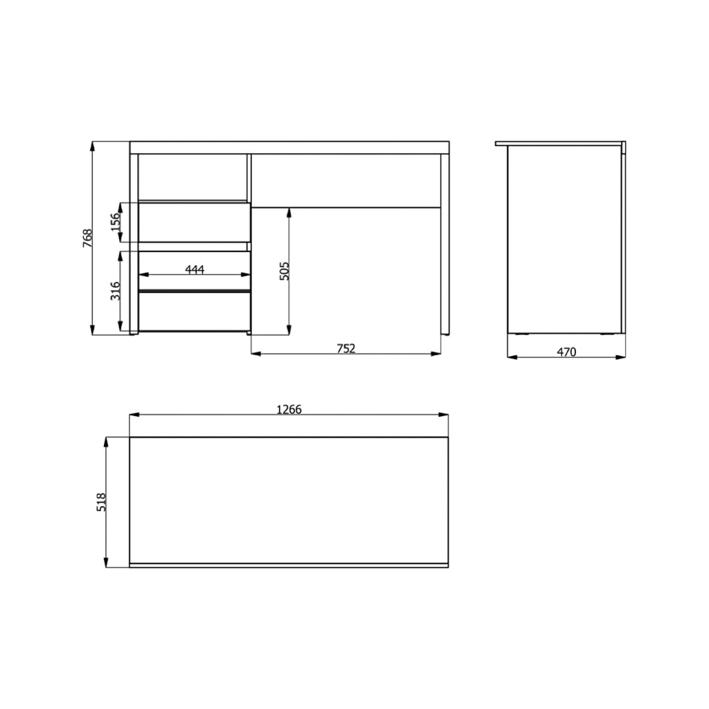 Flam, Scrivania 2 Cassetti, 127x52x77h cm Marrone Rovere Nodi