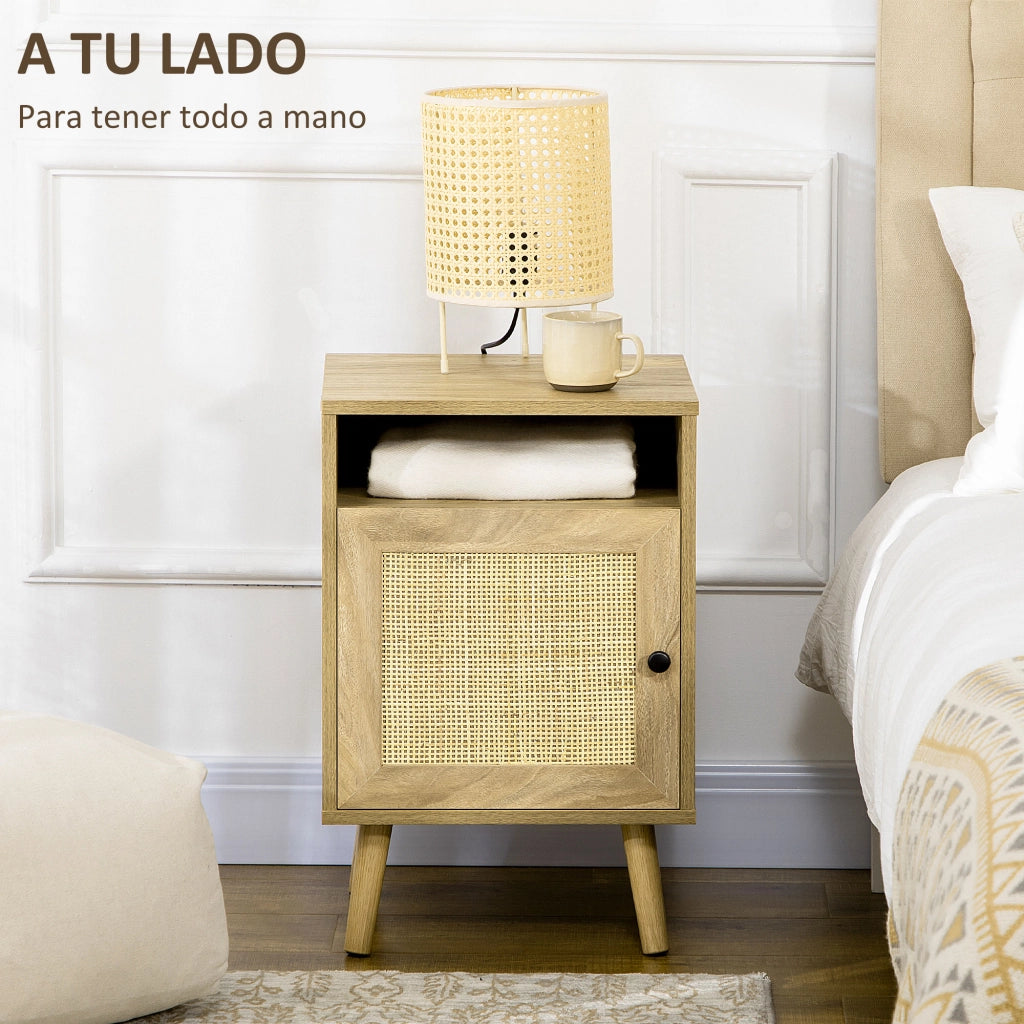 Comodino con Porta a Griglia ¨C Minimal ¨C Legno Naturale 39x35x60 cm